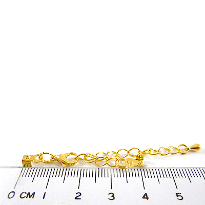銅鍍金色問字鉤調節鍊+夾山-3x2mm