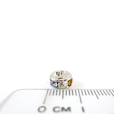 8mm銅鍍正白K色圓形內凹鑲彩鑽隔珠