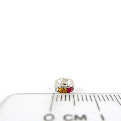 5mm銅鍍正白K色圓形內凹鑲彩鑽隔珠