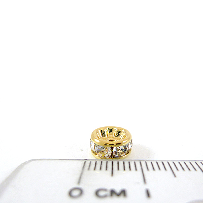 8mm銅鍍金色圓形內凹鑲鑽隔珠