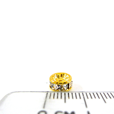 7mm銅鍍金色圓形內凹鑲鑽隔珠