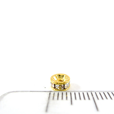 5mm銅鍍金色圓形內凹鑲鑽隔珠