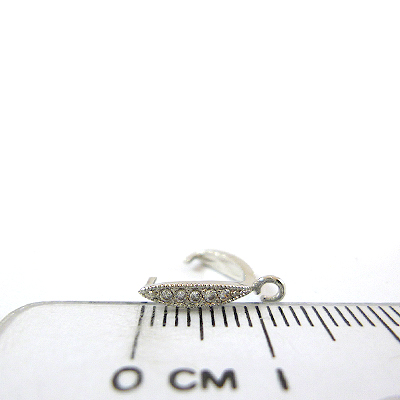 銅鍍正白K色爪形鑲鑽直洞耳環夾頭-10mm
