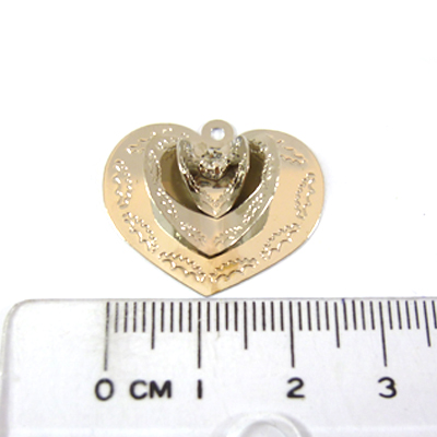 銅鍍正白色單孔三層單鑽心型
