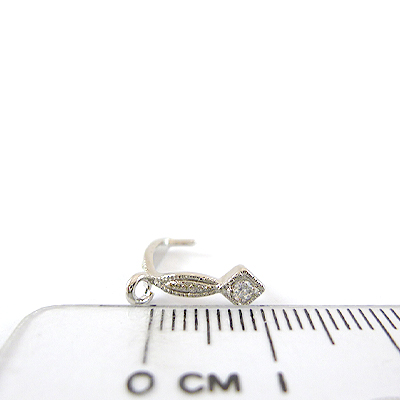 正白K色單鑽葉形直洞耳環夾頭-10mm