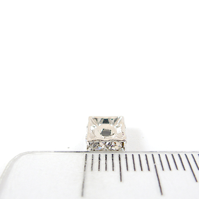 6mm銅鍍正白K色方形內凹鑲鑽隔珠