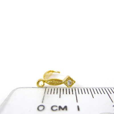 金色單鑽葉形直洞耳環夾頭-10mm