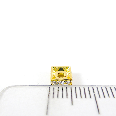 5mm銅鍍金色方形內凹鑲鑽隔珠