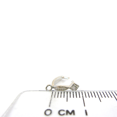 銅鍍正白K色單鑽葉形直洞耳環夾頭-8mm