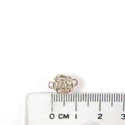 銅鍍正白k色單孔玫瑰花磁鐵扣-8mm