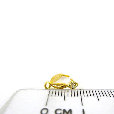 金色單鑽葉形直洞耳環夾頭-8mm