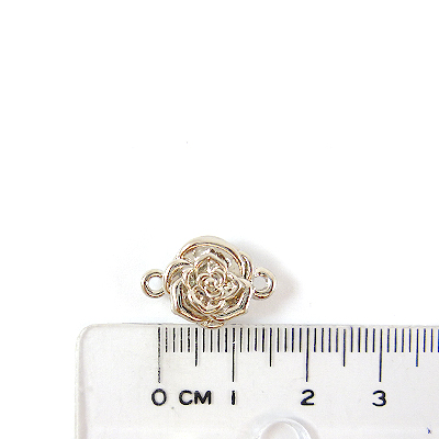 銅鍍正白k色單孔玫瑰花磁鐵扣-10mm
