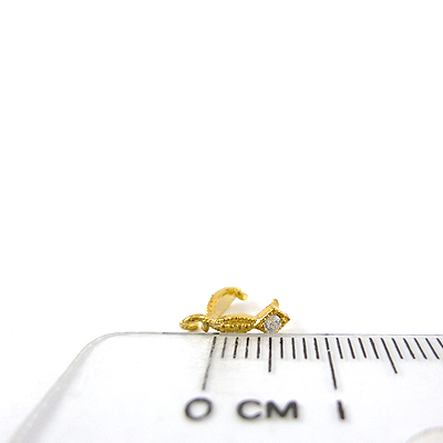 金色單鑽葉形直洞耳環夾頭-6mm