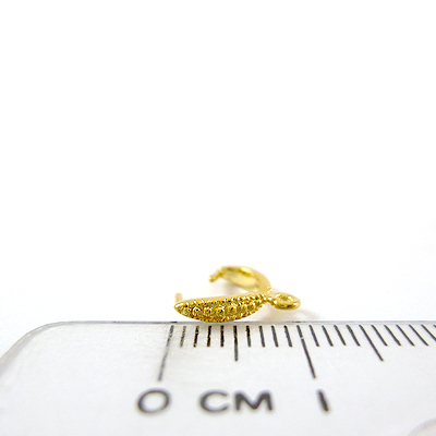 銅鍍金色爪形刻紋橫洞耳環夾頭-8mm