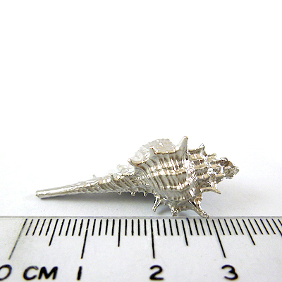 銅鍍霧銀色單孔海螺-35mm