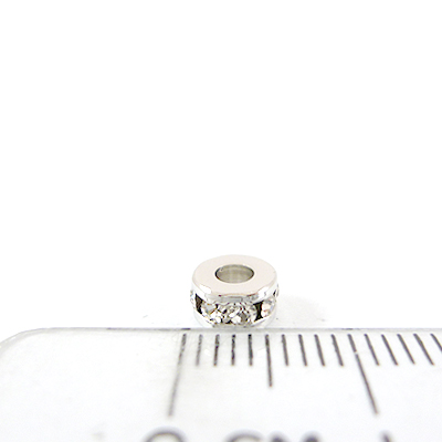 銅鍍正白K色大洞圓形平口鑲鑽隔珠-5mm