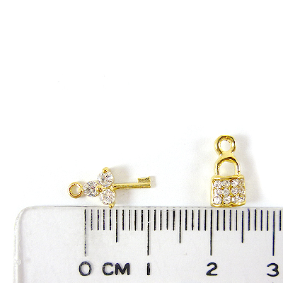 金色鑲鑽單孔三花鑰匙+單孔鎖頭