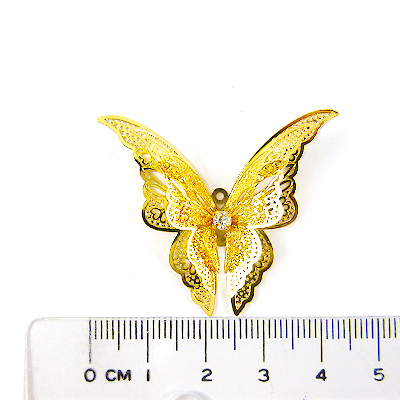 銅鍍金色單孔三層單鑽蝴蝶