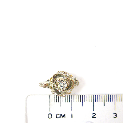 銅鍍正白K色歐洲單孔玫瑰花鑲單鑽扣頭