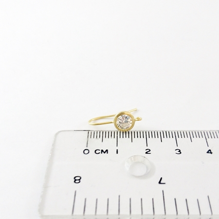 6mm銅鍍霧金色單鑽耳鉤