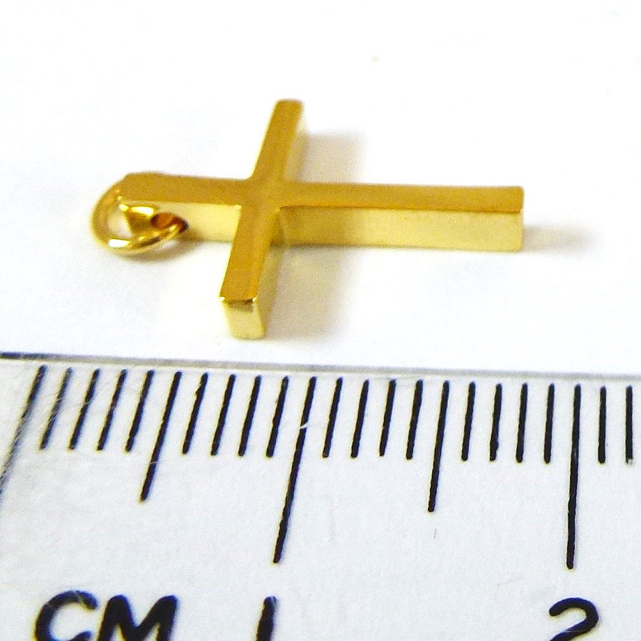銅鍍金色單孔十字架-17x10mm