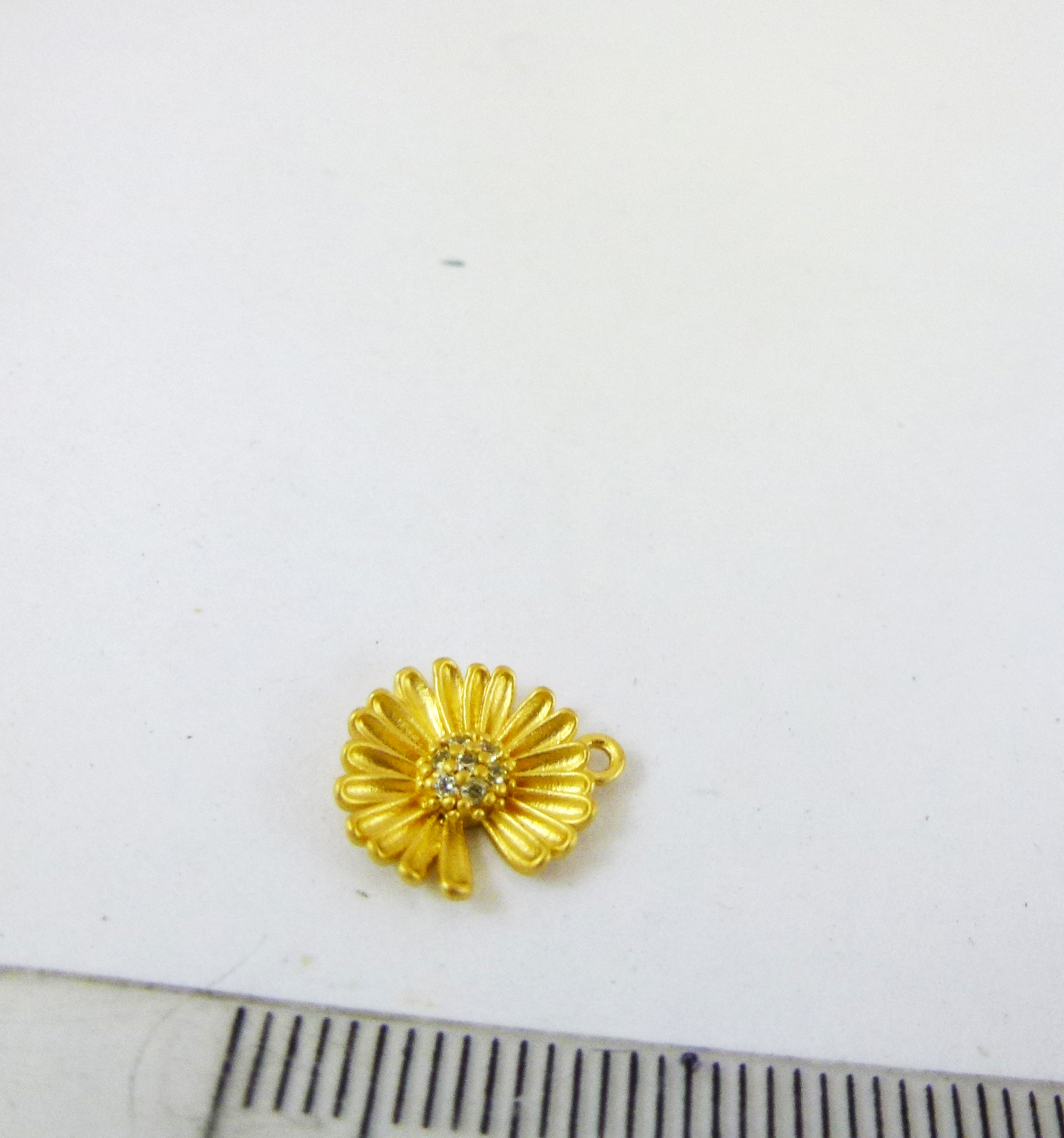 10MM銅鍍霧金色單孔鑲鑽缺葉雛菊