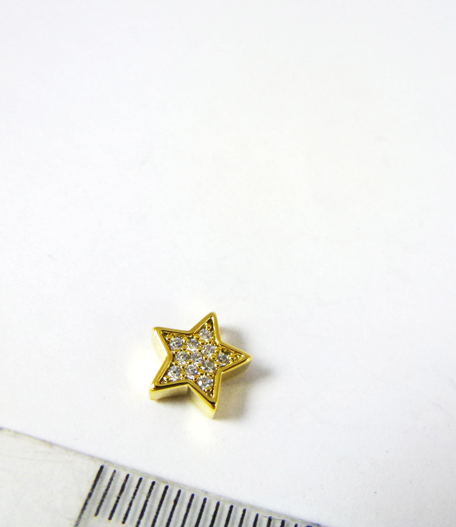 8mm銅鍍金色橫洞星星鑲鑽