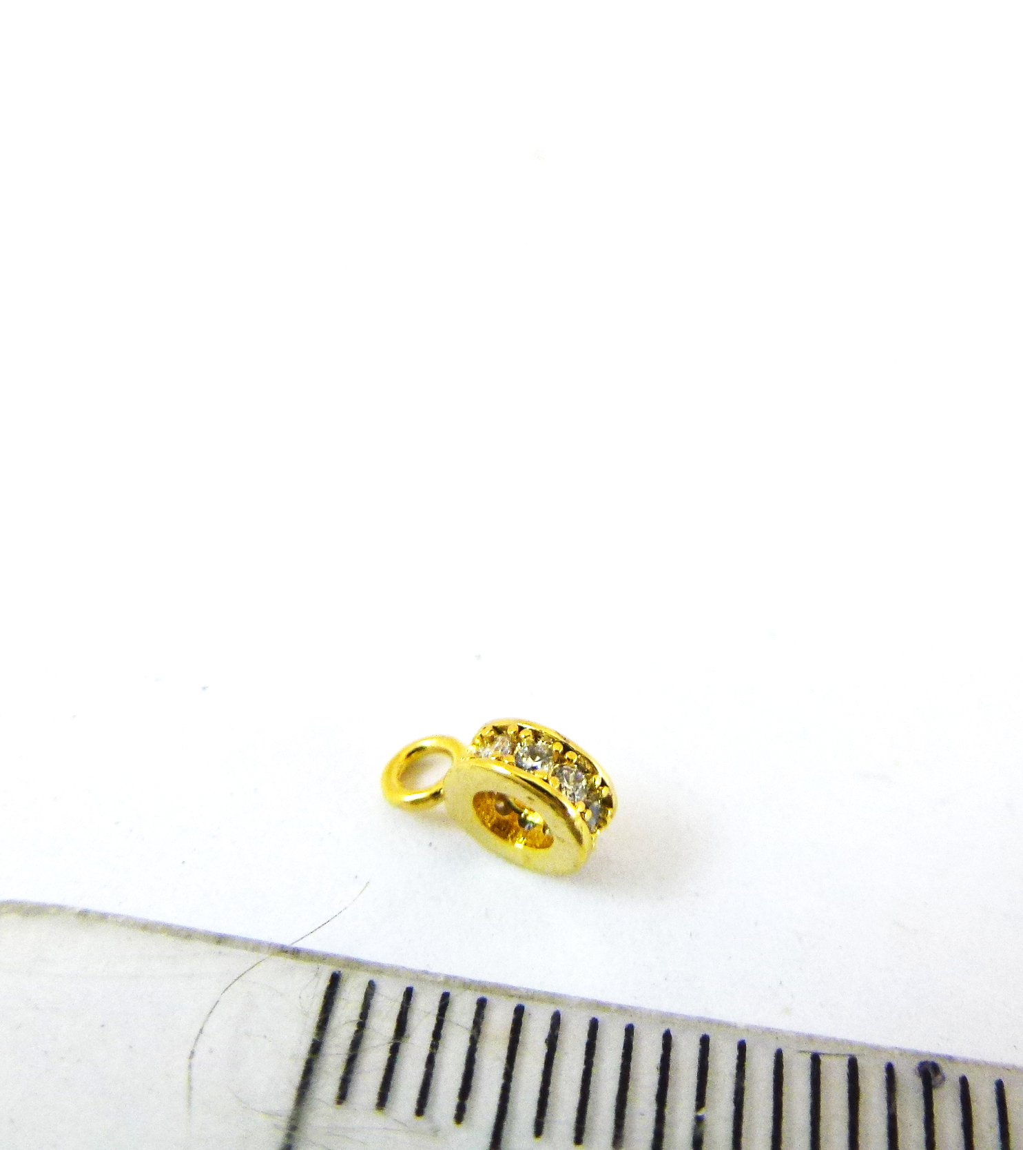 5mm銅鍍金色單孔車輪鑲鑽