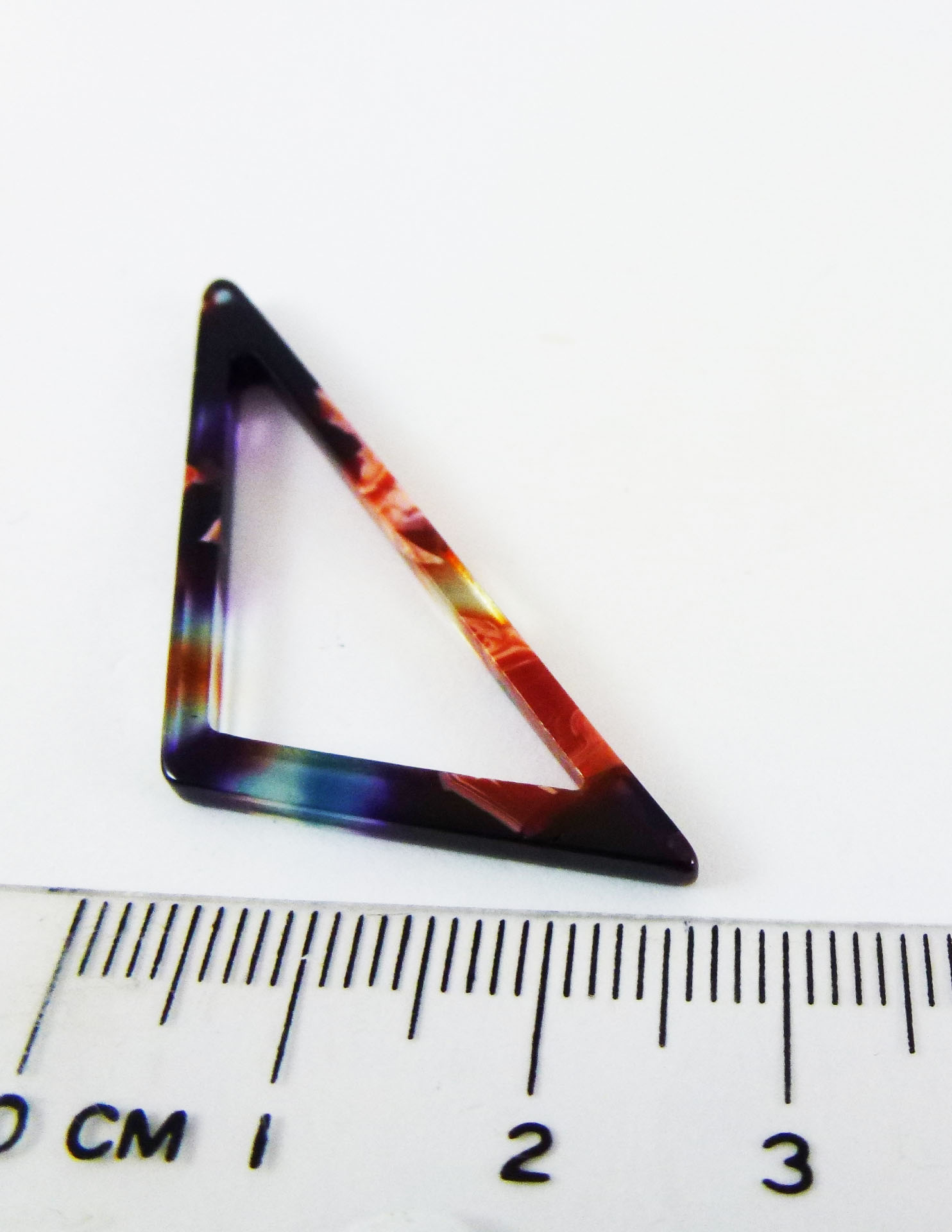 46MM單孔壓克力三角形-大理石暗紅