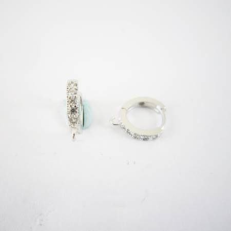 10mm純銀鍍正白K色圓形鑲鑽耳環