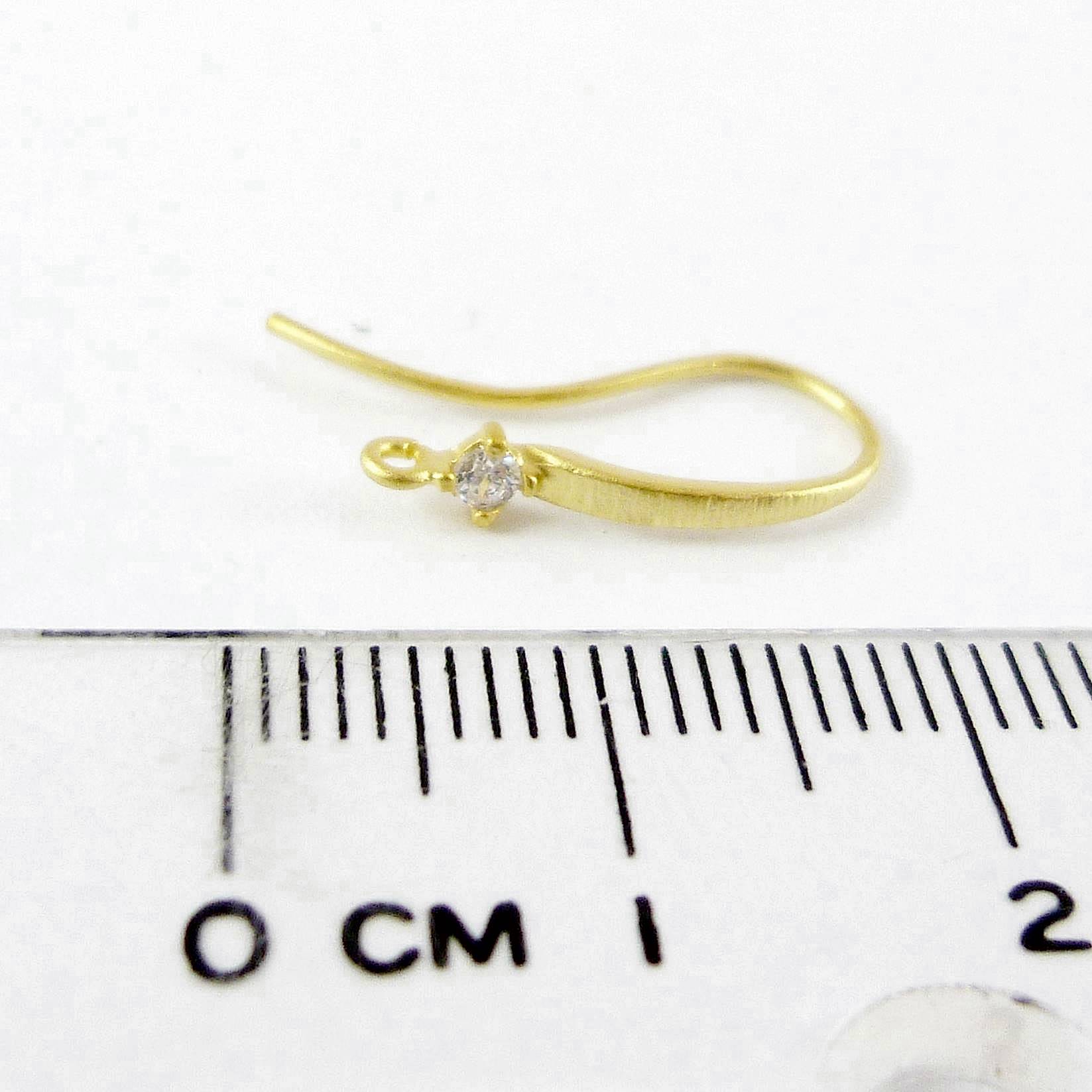 銅鍍霧金色單鑽耳鉤-15mm