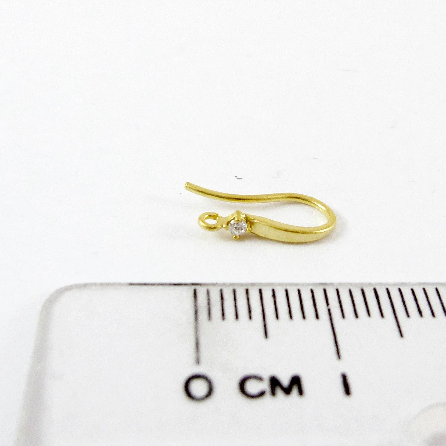 銅鍍霧金色單鑽耳鉤-10mm