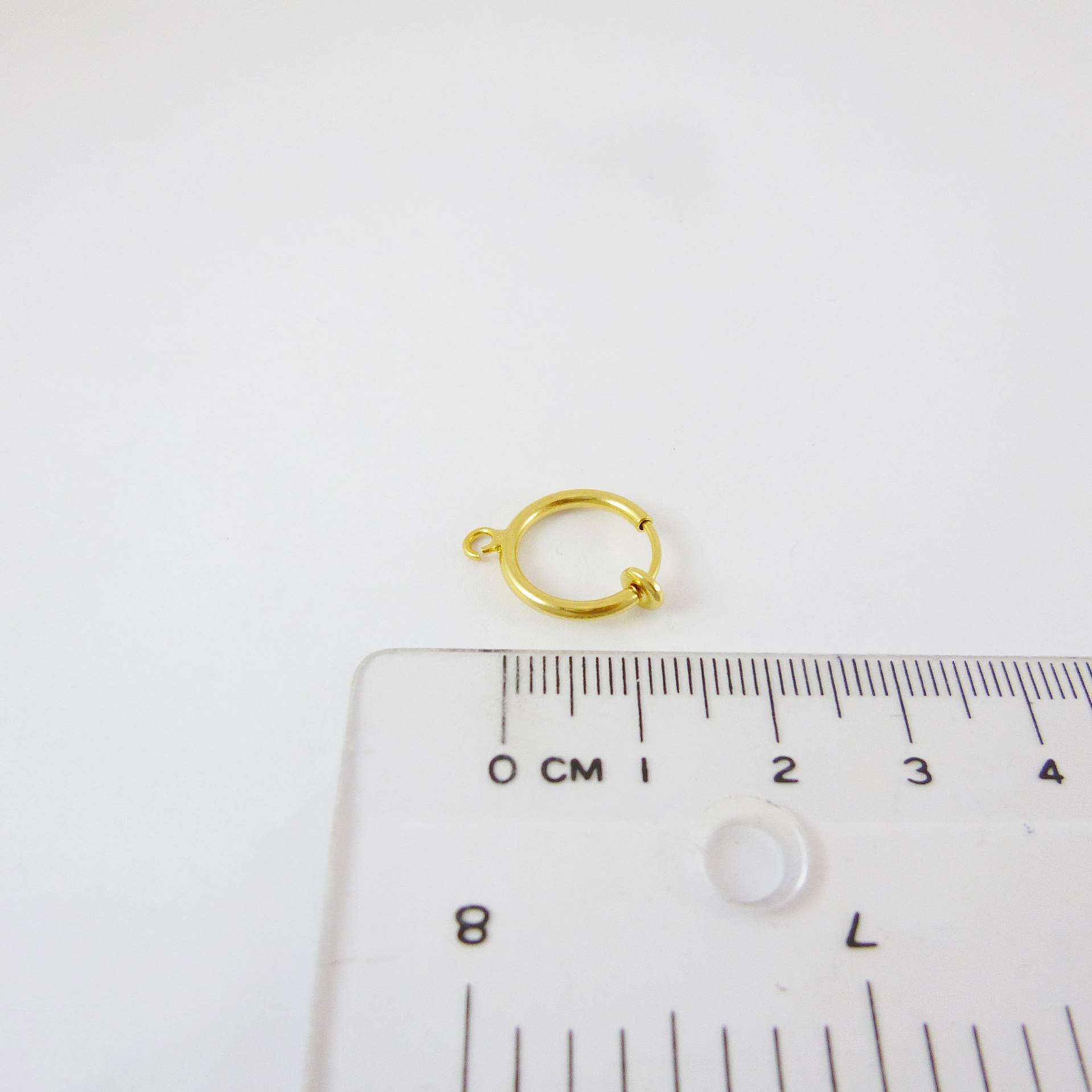 銅鍍金色圓形彈簧耳夾圈-12mm