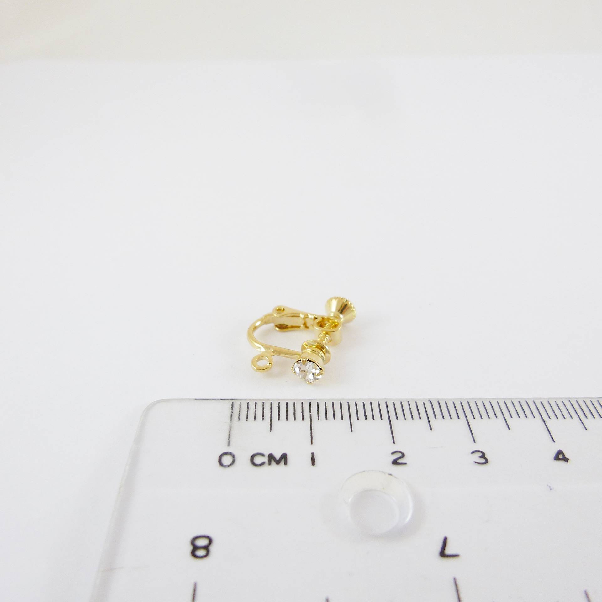 銅鍍金色圓形四爪鑲鑽彈簧耳夾-4mm