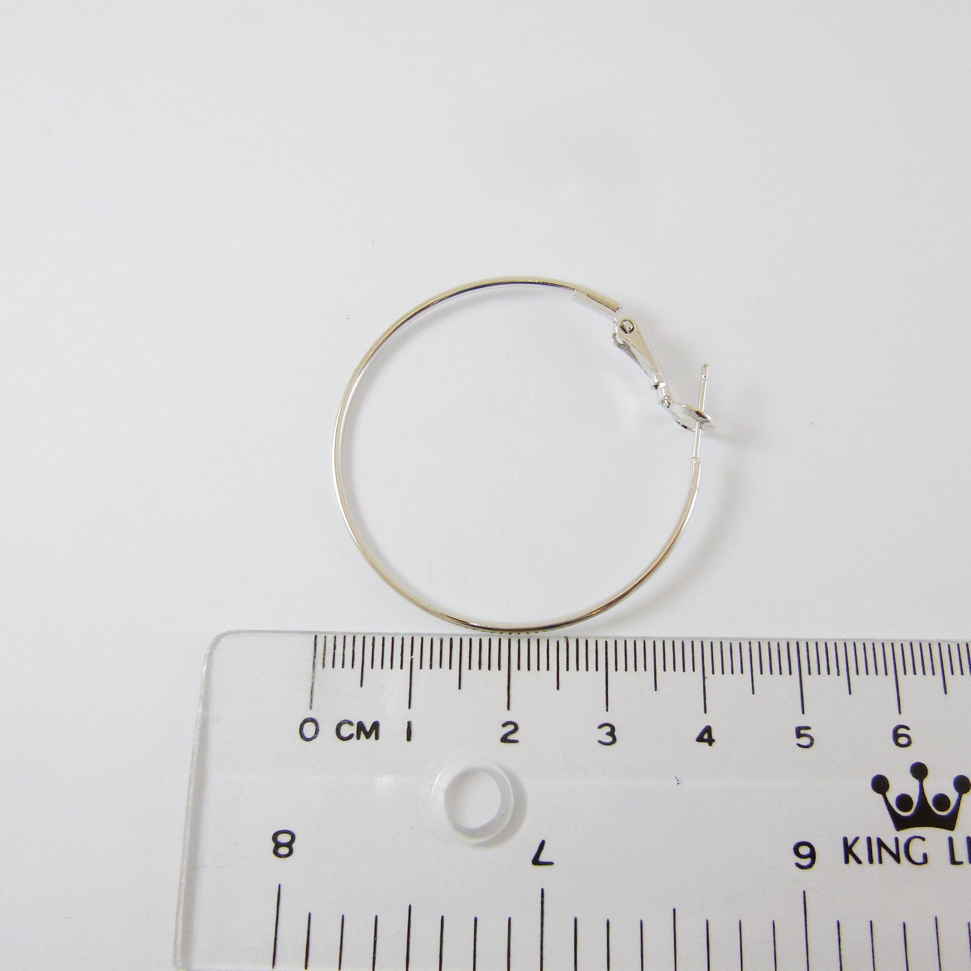 正白K色圓形耳環-40mm