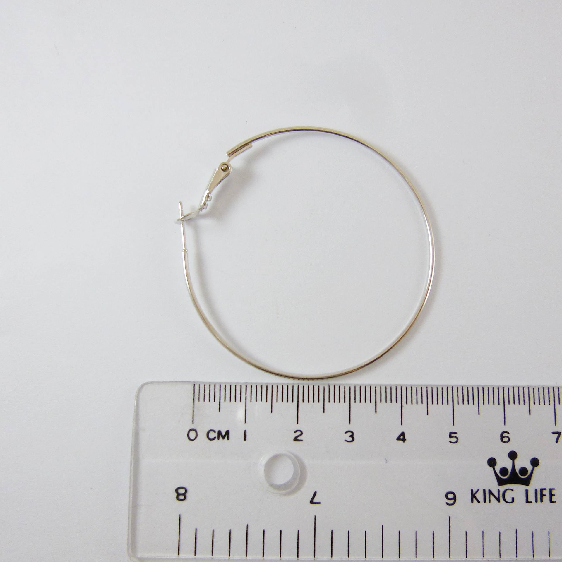 正白K色圓形耳環-50mm