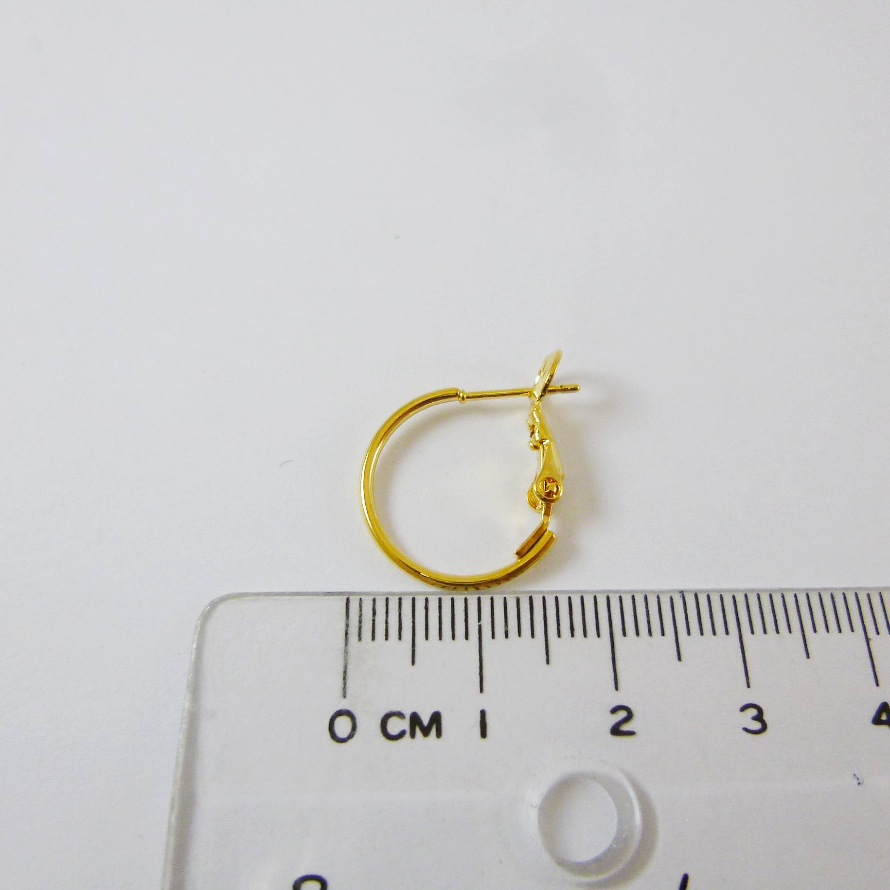 銅鍍金色圓形耳環-16mm