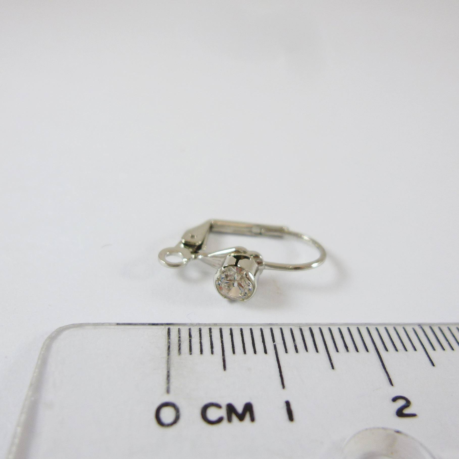 銅鍍正白K色貝殼形單鑽耳環