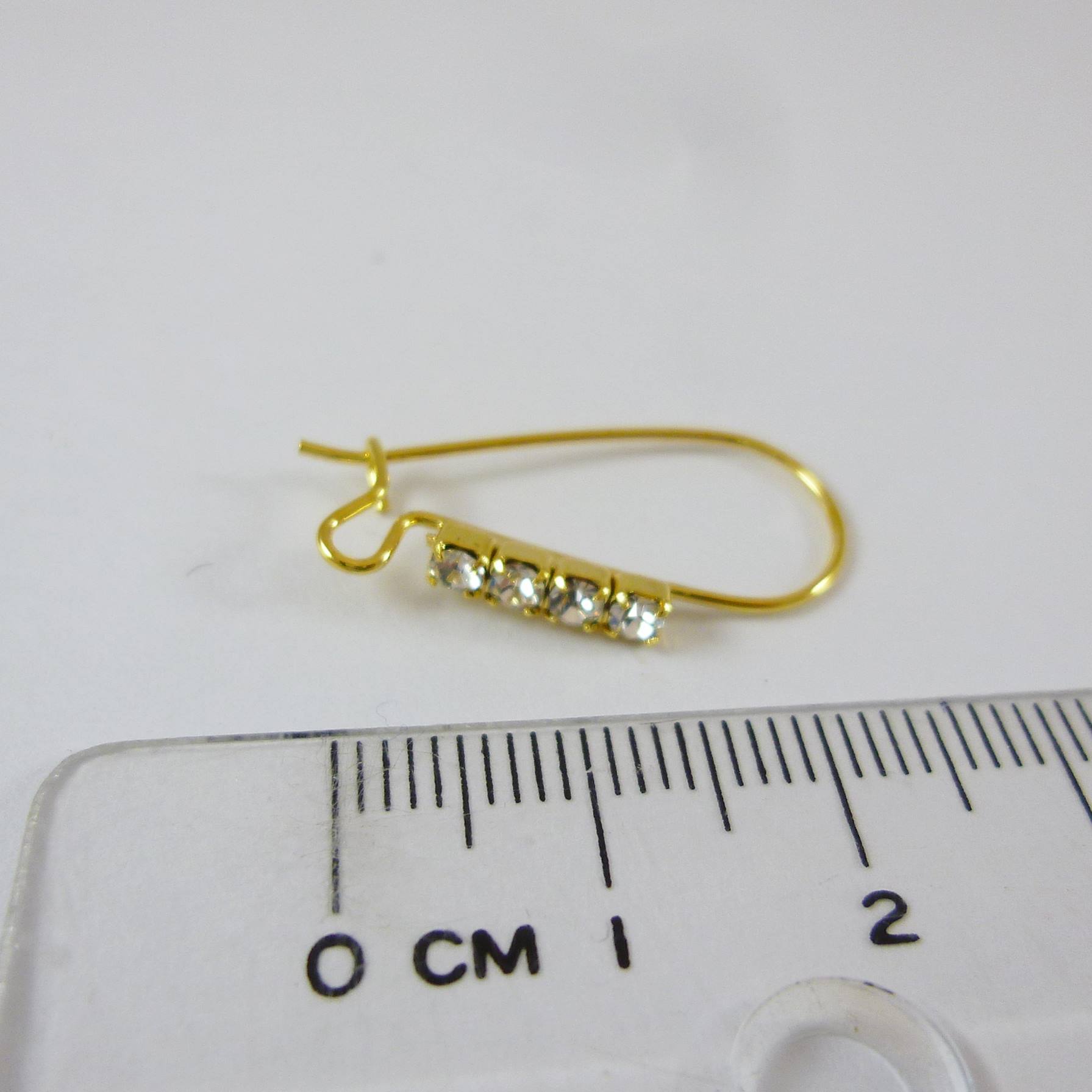 金色水滴扣式外黏1mm四鑽耳環-25mm
