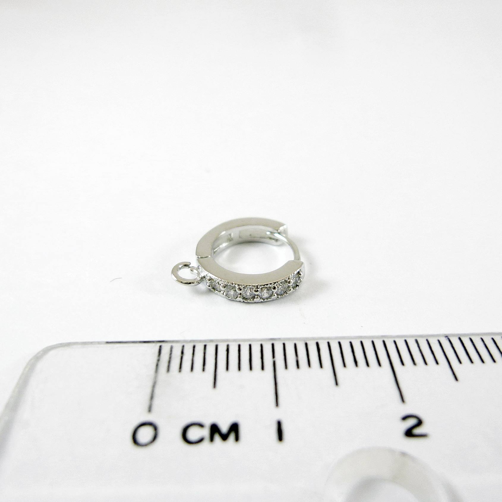 銅鍍正白K色圓形鑲鑽耳環