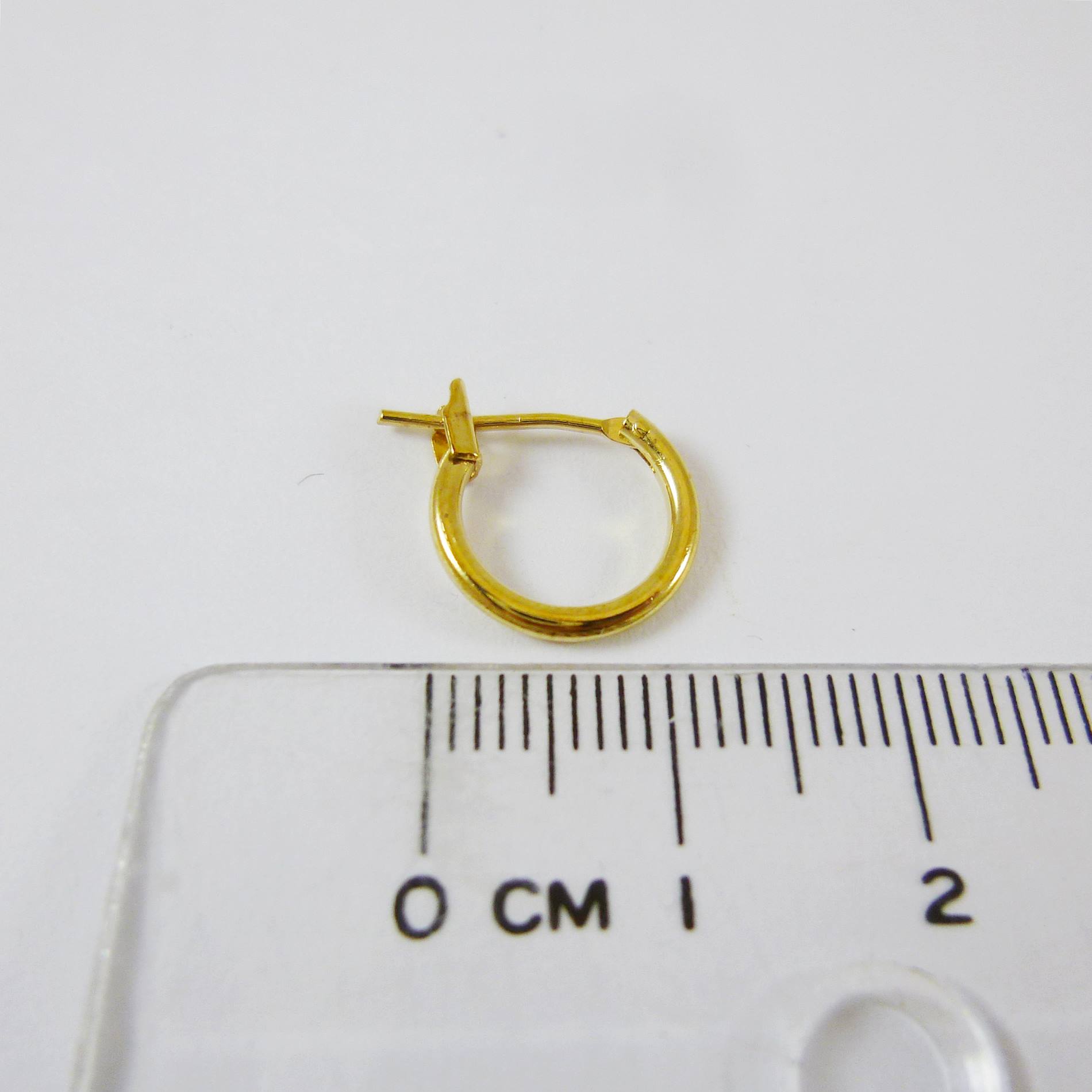 銅鍍金色圓形耳環-12mm