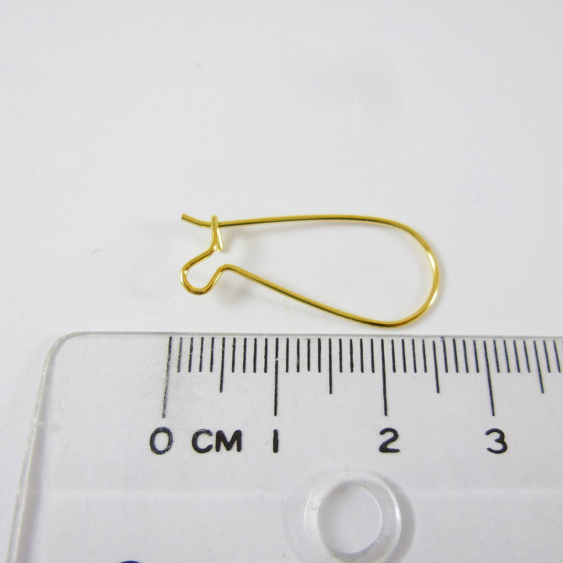 金色吊電水滴扣式耳環-25mm