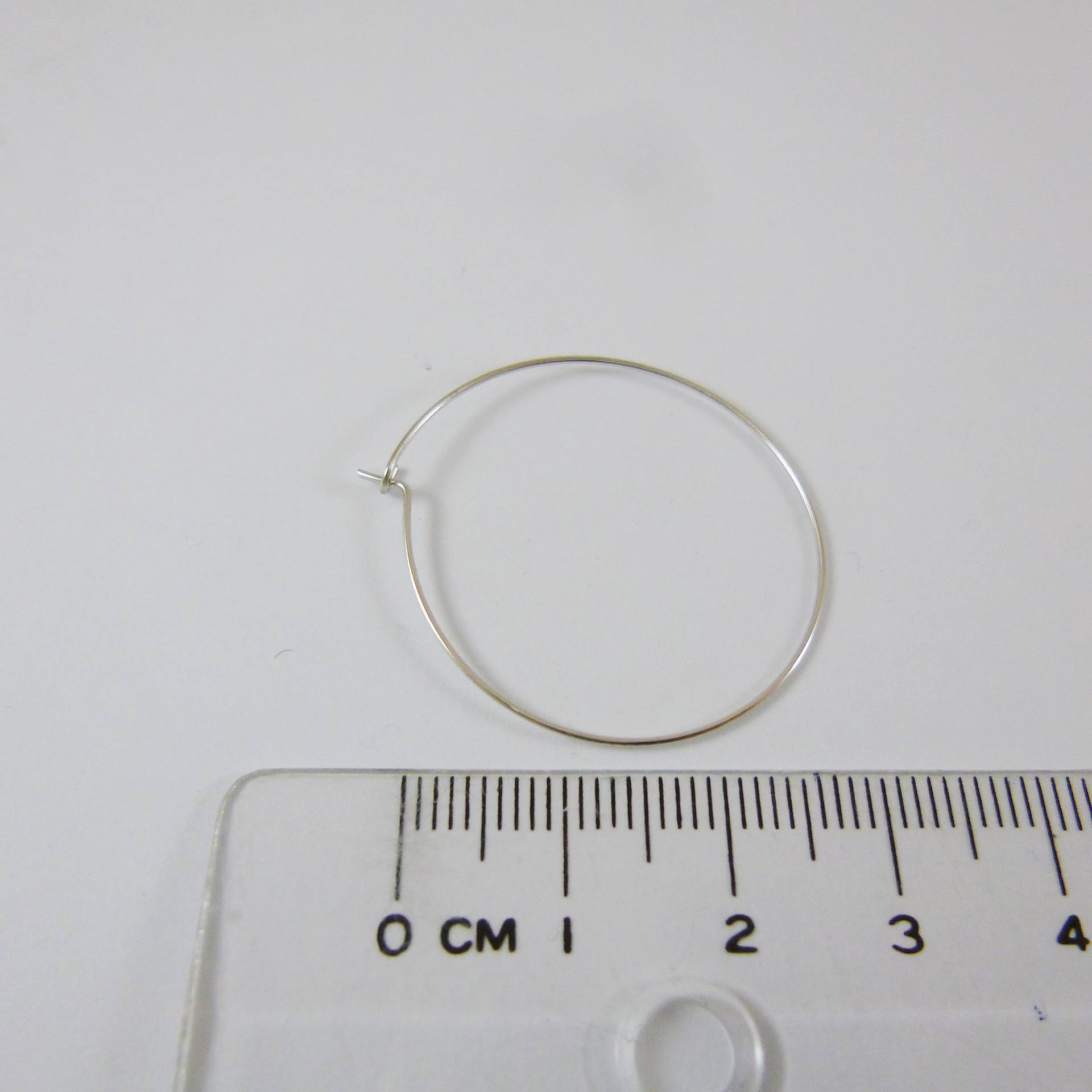 純銀鍍正白K色圓形扣式耳環-30mm