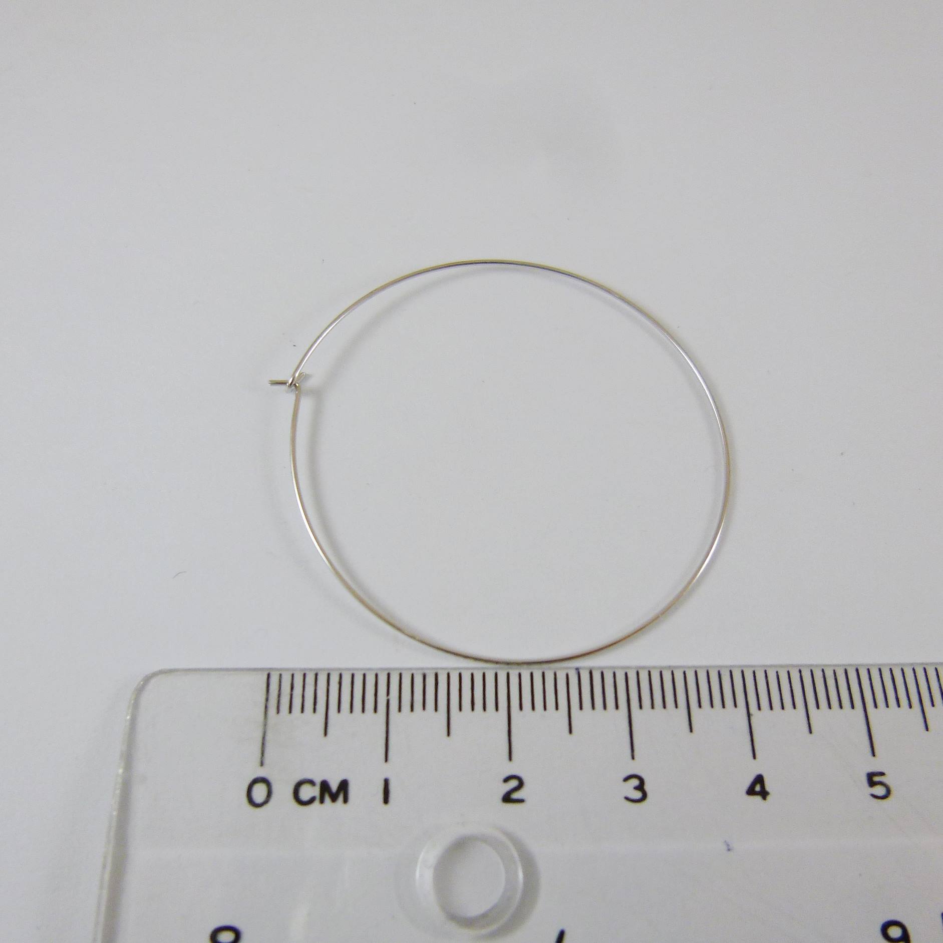 純銀鍍正白K色圓形扣式耳環-40mm