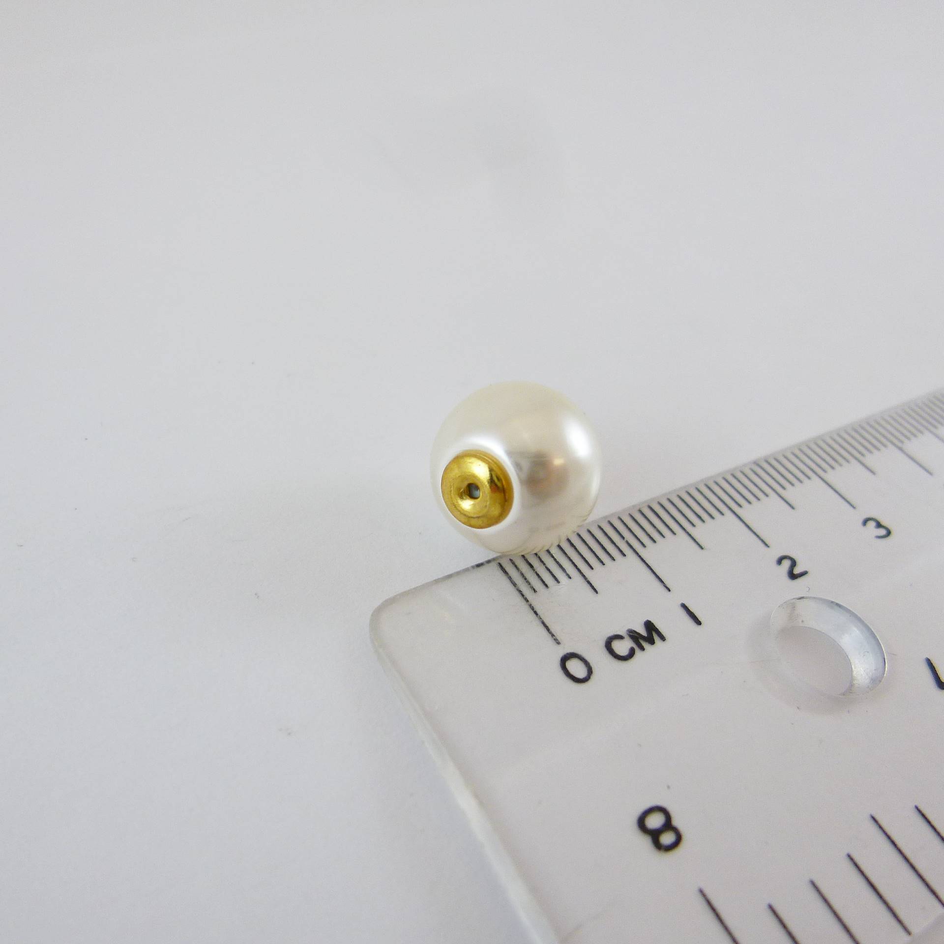 銅鍍金色珍珠耳針後扣-12mm
