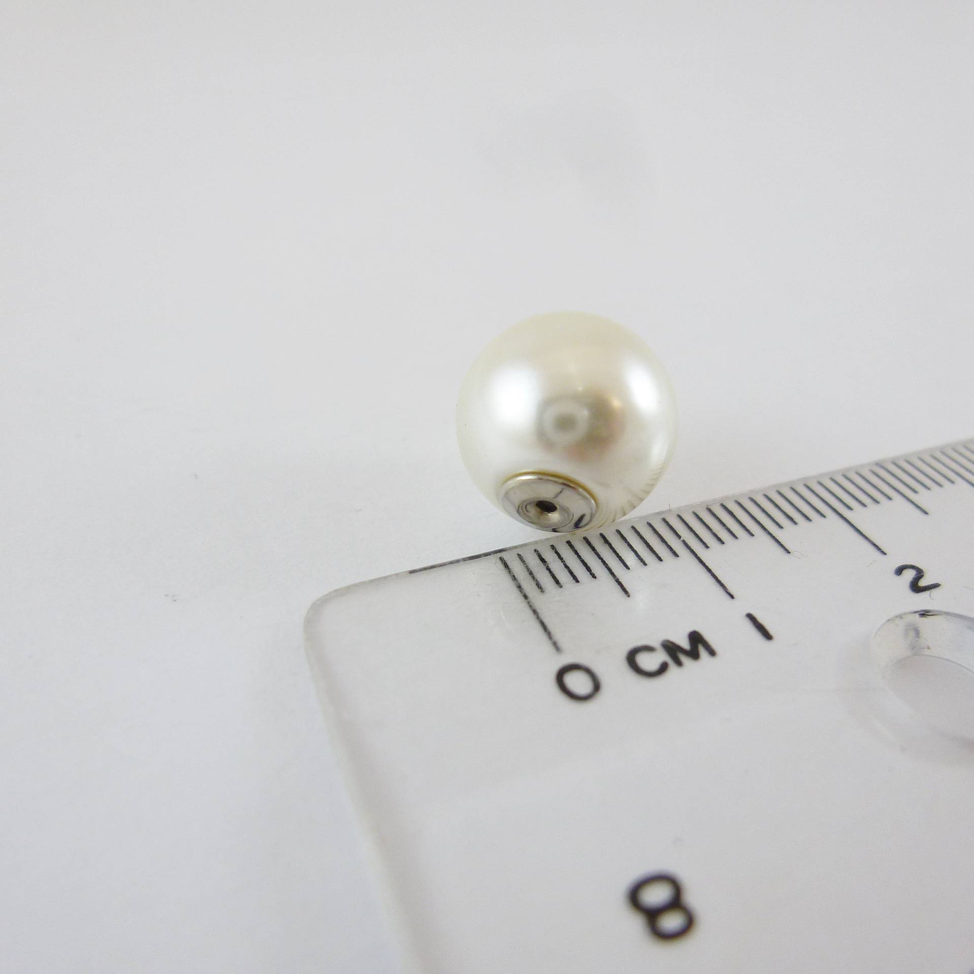 銅鍍正白K色珍珠耳針後扣-12mm