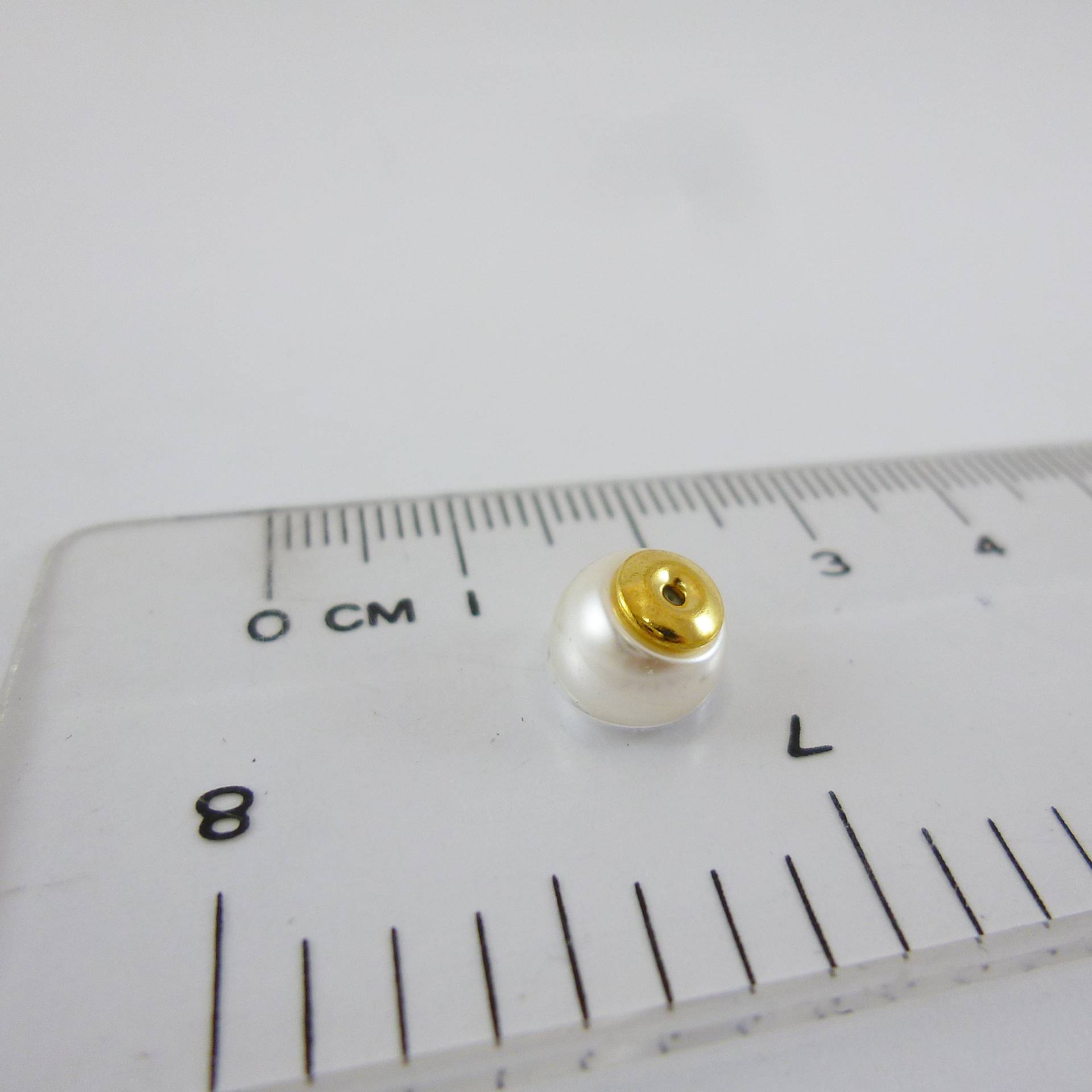 銅鍍金色珍珠耳針後-8mm