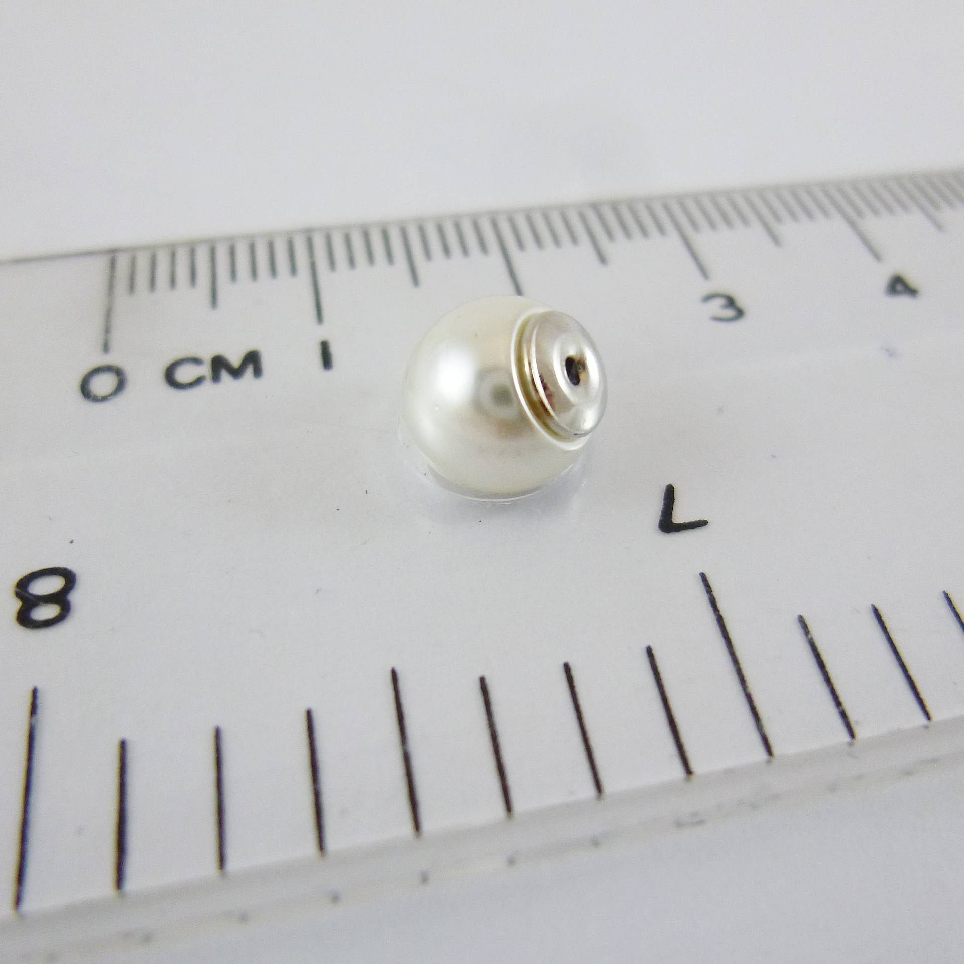 銅鍍正白K色珍珠耳針後扣-8mm