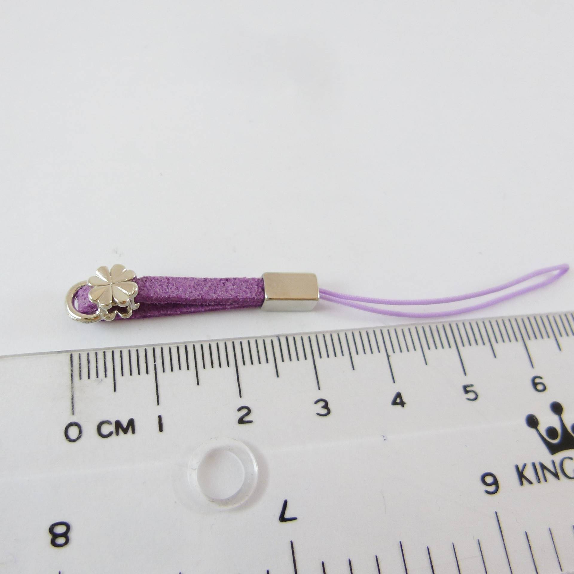 正白K色小花麂皮吊繩-紫色
