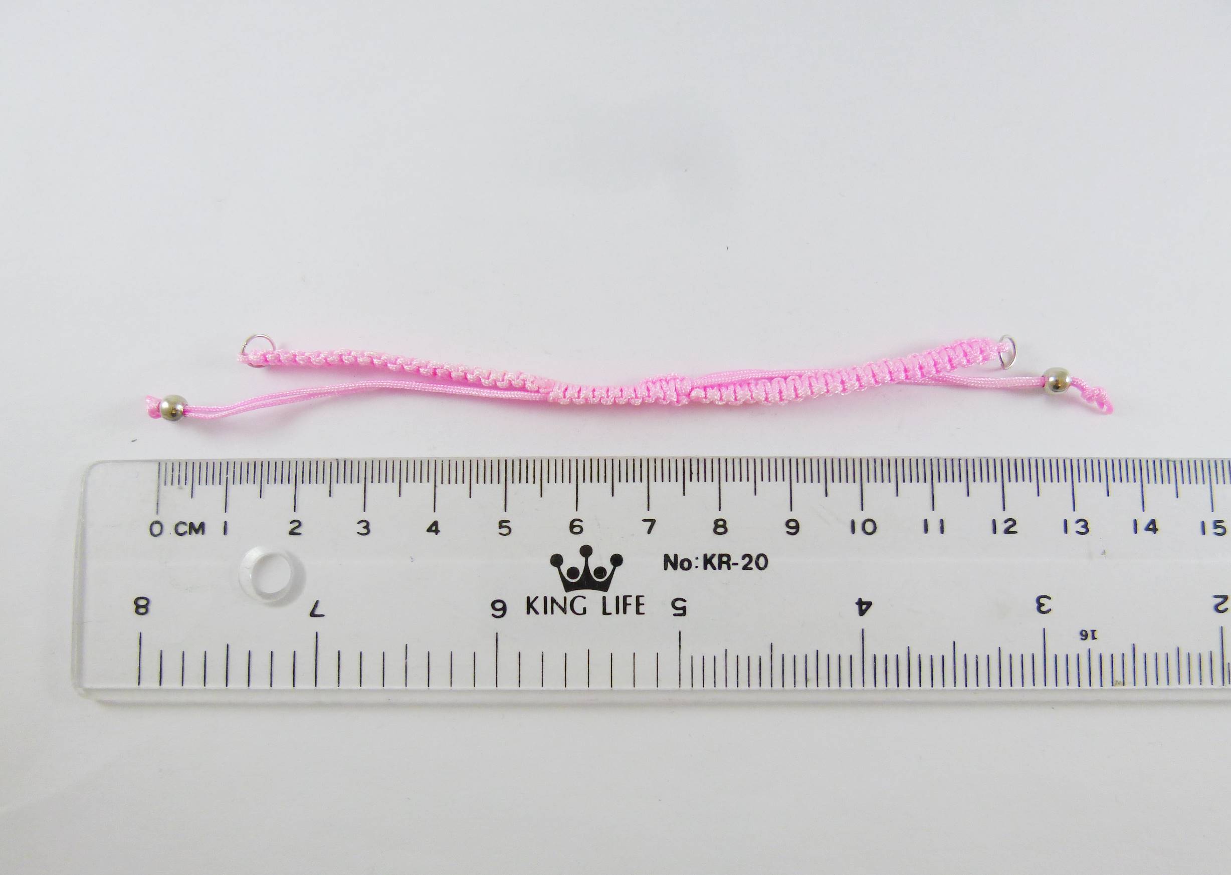 螢光粉色平結編織手鍊